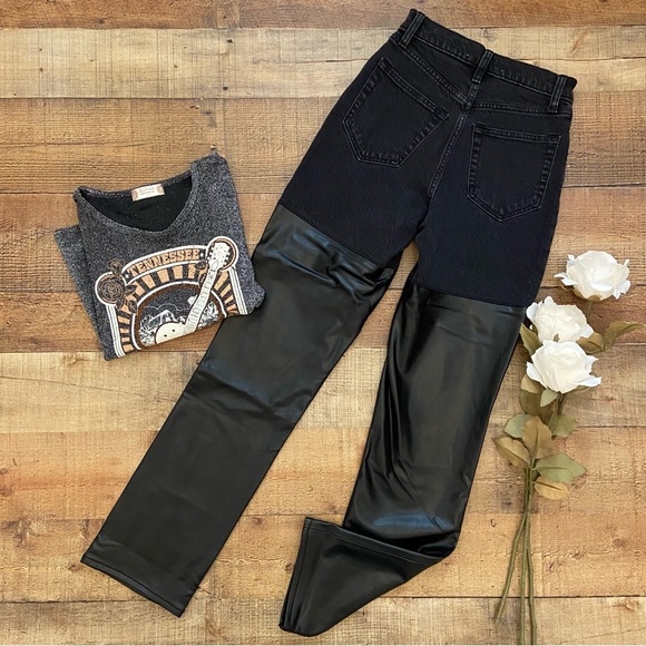 Abercrombie & Fitch ⭐️NWT 90's Hi Rise Straight Faux Leather Panels Curvy Love - Picture 10 of 14